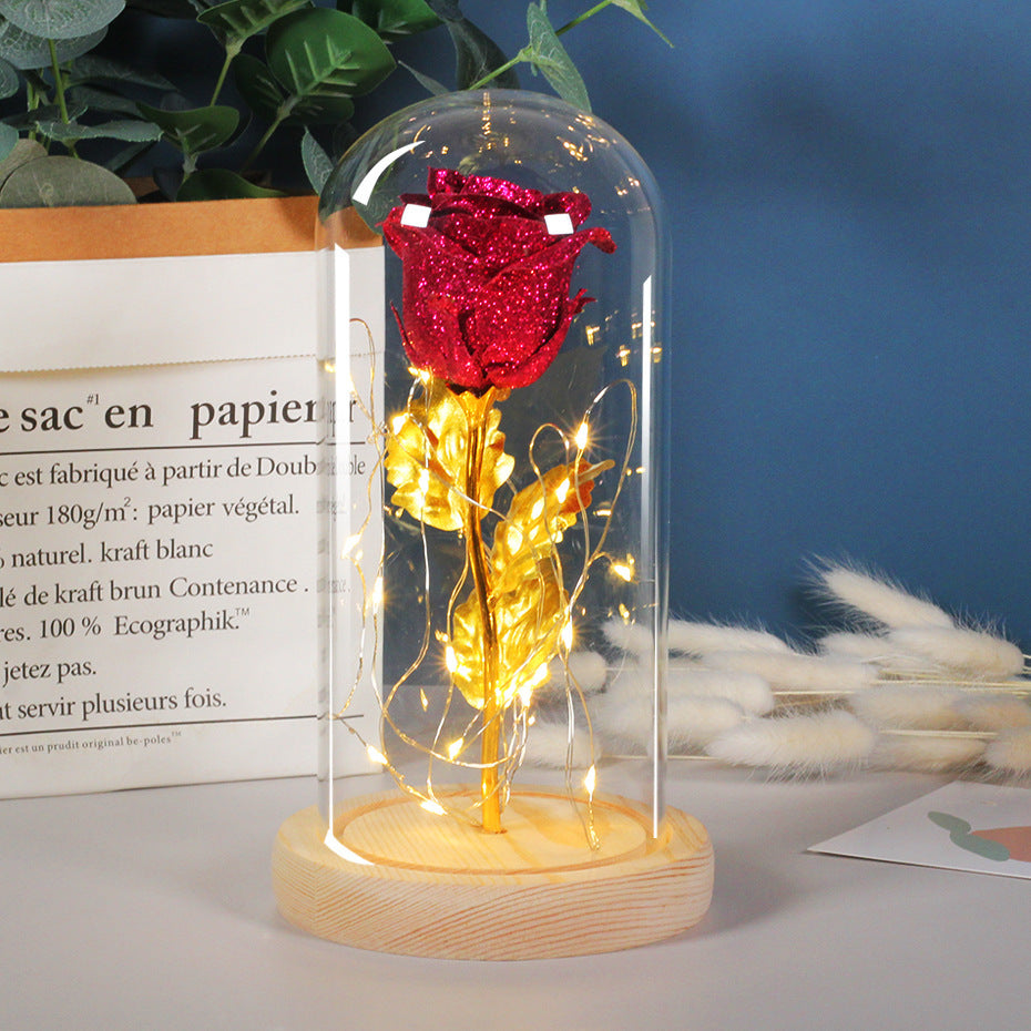 Valentine Rose LED Night Light in Glass Dome