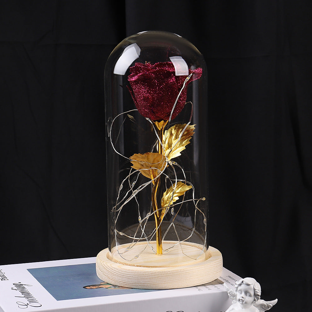 Valentine Rose LED Night Light in Glass Dome