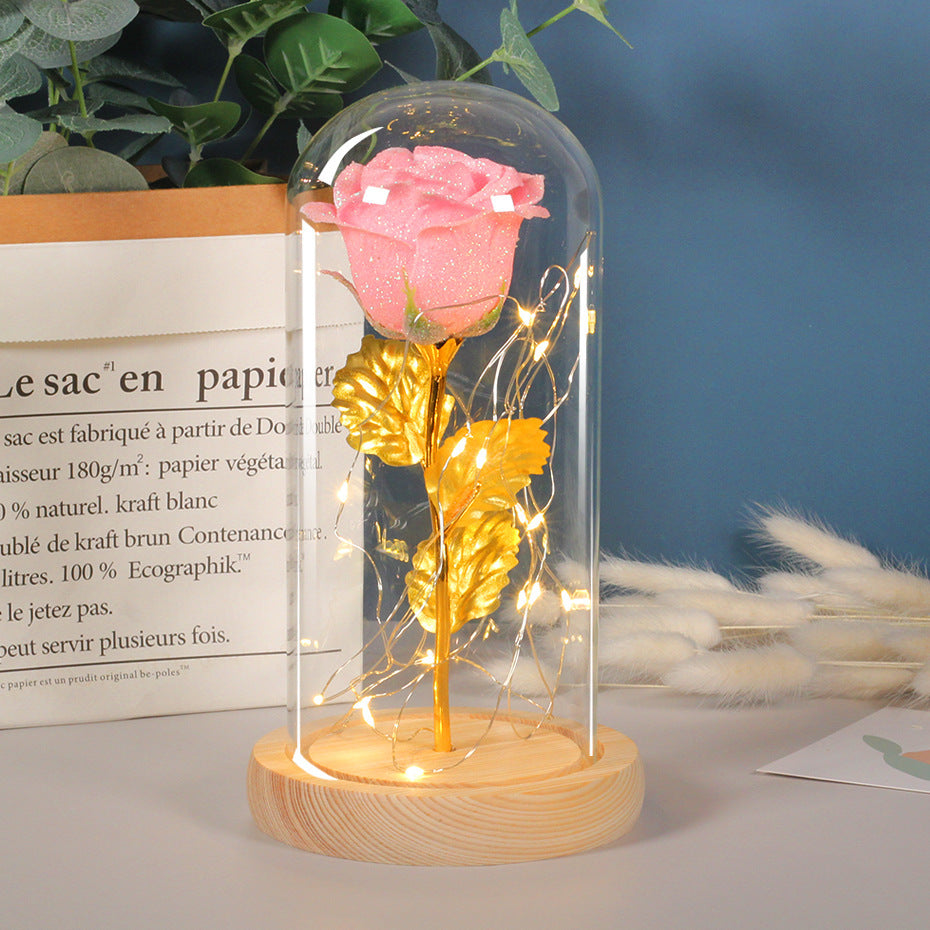 Valentine Rose LED Night Light in Glass Dome
